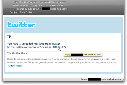 Phony Twitter message