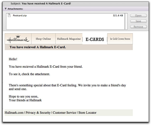 Fake Hallmark e-card