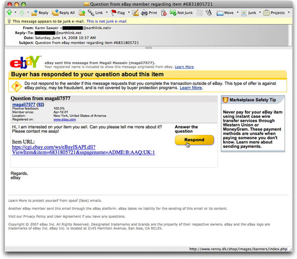 Fake ebay message