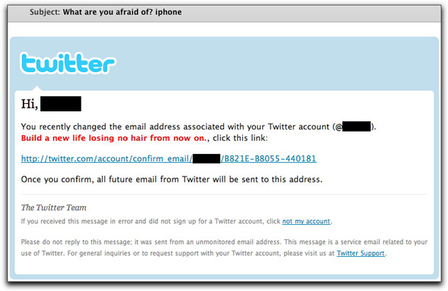bizarre Twitter-like spam