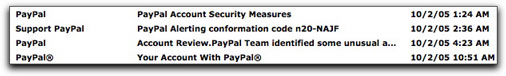 Inbox messages alleging to be from PayPal